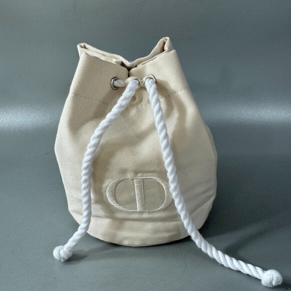 Dior Drawstring Large Pouch Clutch ~ Ivory - Picture 1 of 11
